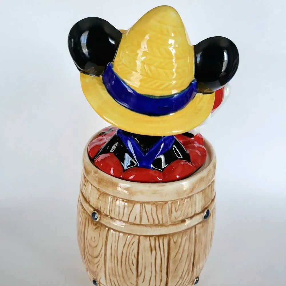 Homegrown Mickey Tomato Farmer Cookie Jar Barrel Treasure Craft Vintage Disney
